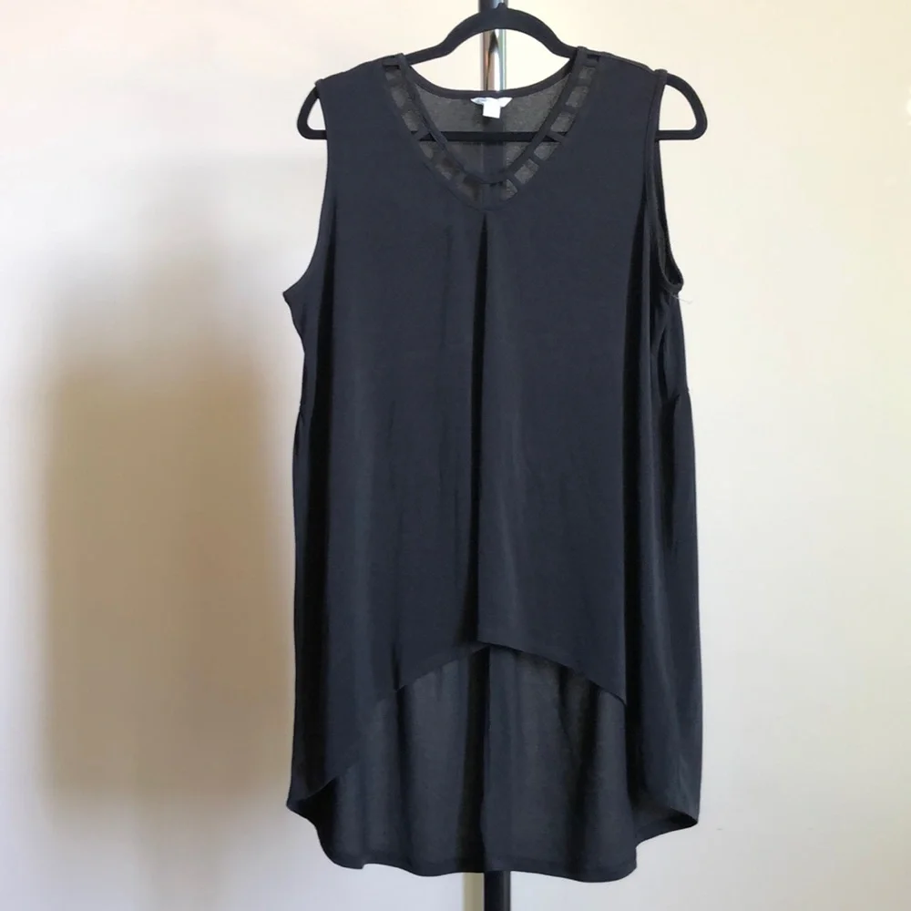 Cato size large black hi lo long top